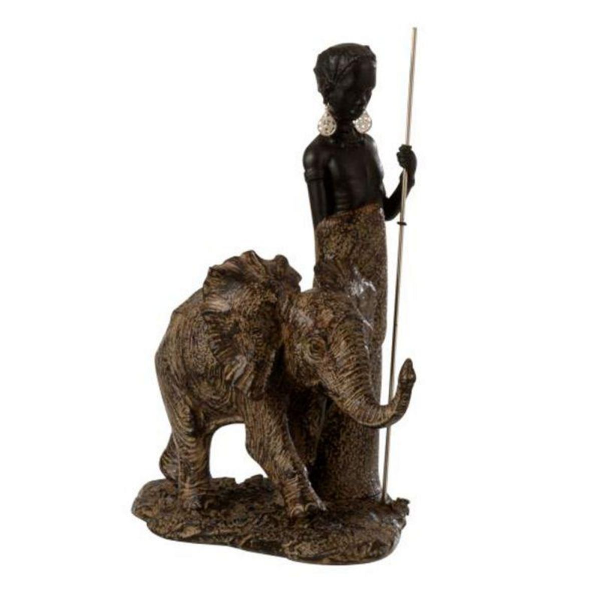 Paris Prix Statuette Déco  Garçon & Éléphant  27cm Naturel