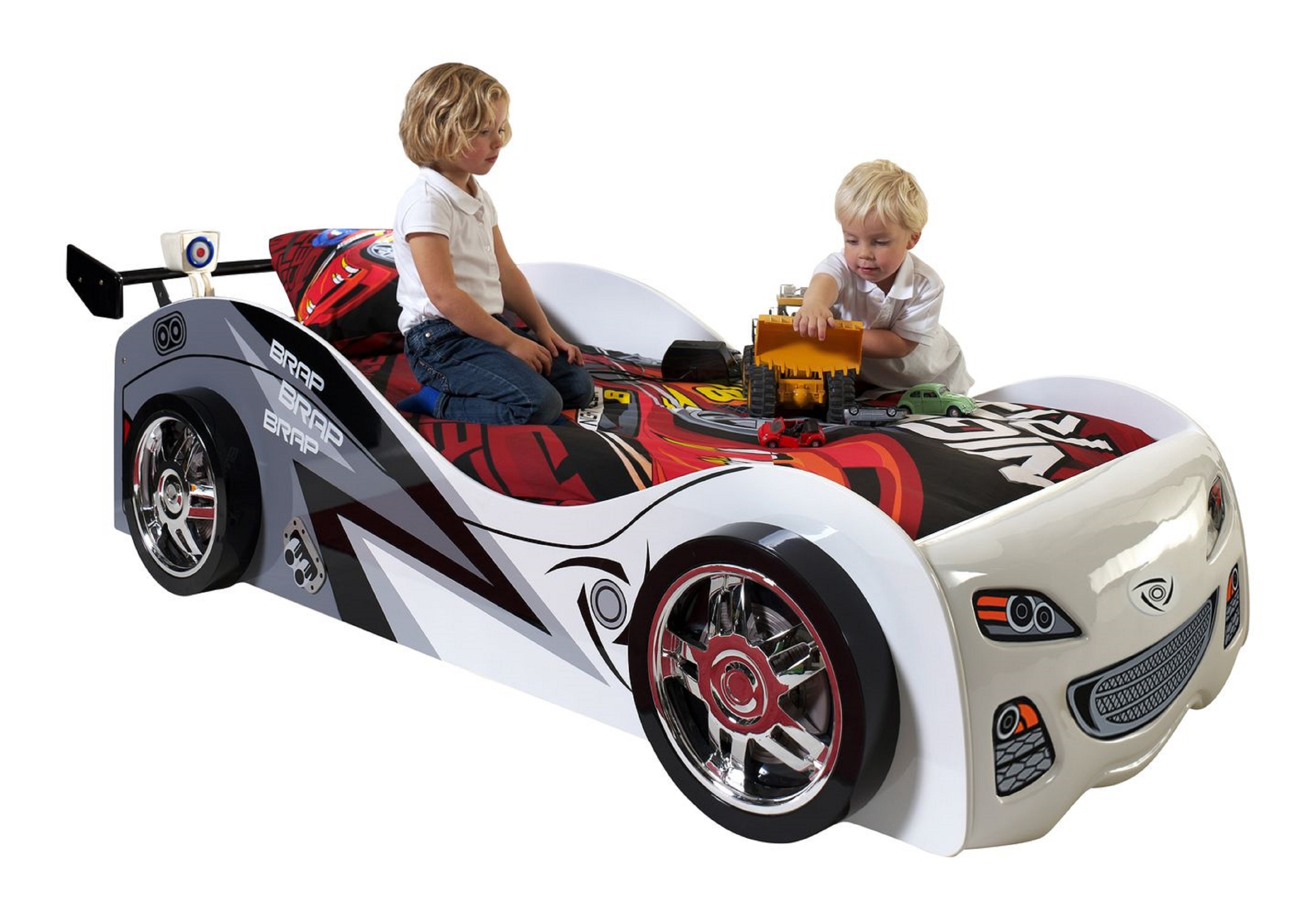 Vipack Lit enfant en forme de voiture de course avec sommier 90x200 SPEED  pas cher 