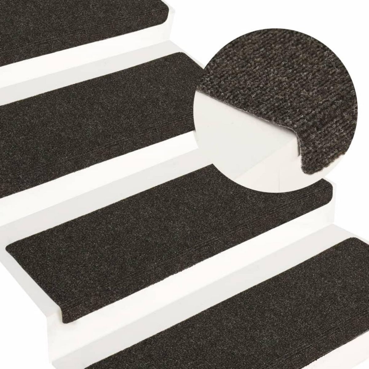 VIDAXL Tapis d'escalier 15 pcs Tissu aiguillete 65x21x4 cm Gris