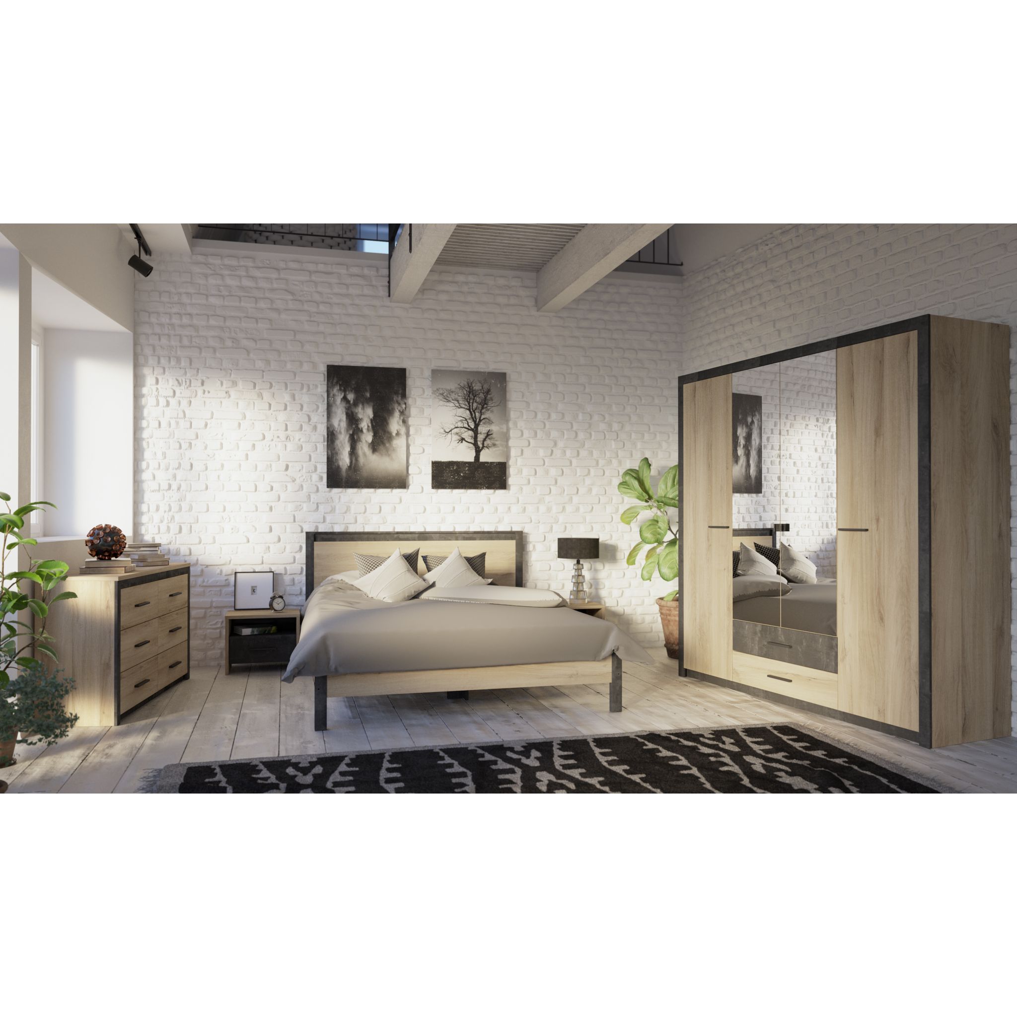 Chambre complète style industriel pour chambre adulte