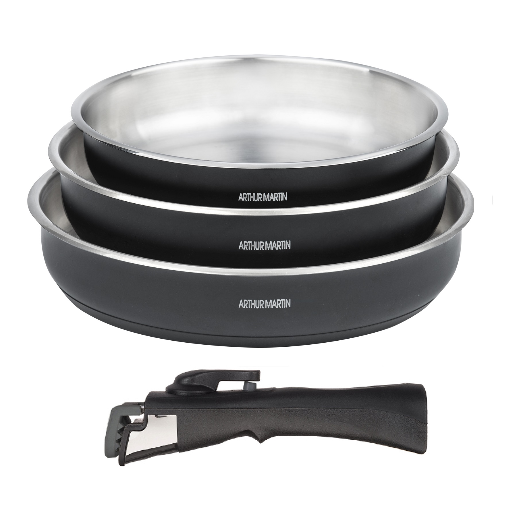 Set de 3 casseroles gris mate Arthur Martin tous feux dont