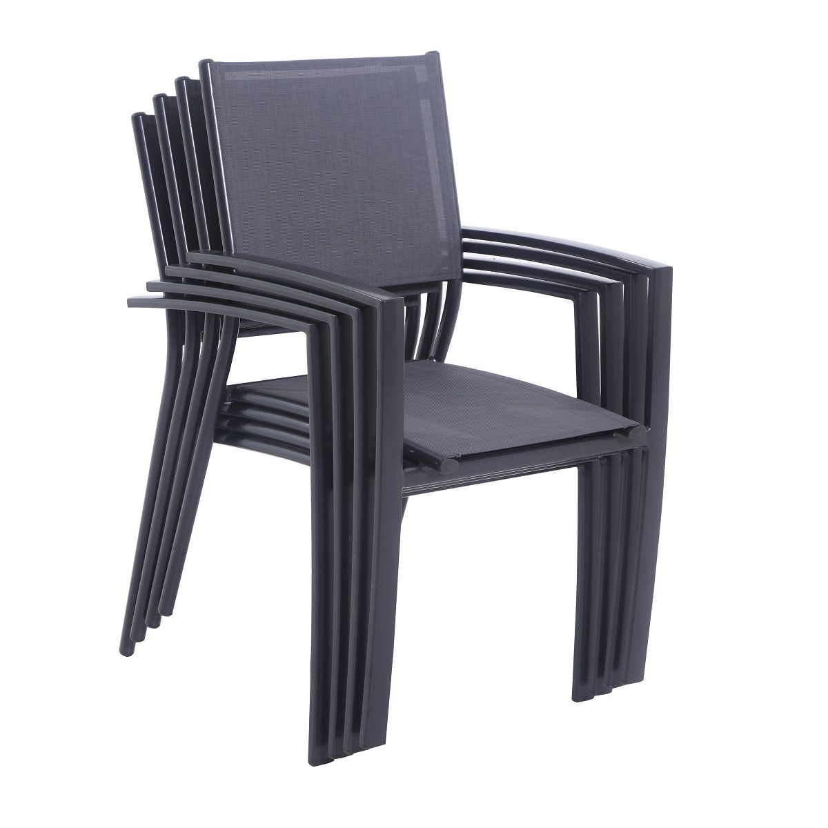 CREADOR Lot de 6 fauteuils de jardin gris anthracite CLARA