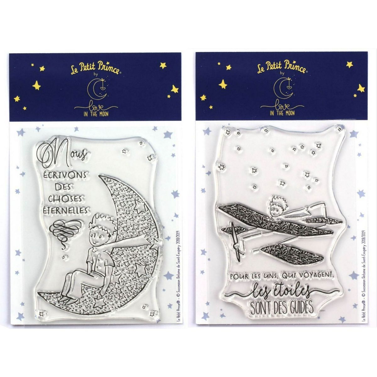 Youdoit 2 Tampons transparents Le Petit Prince Avion et Lune