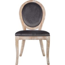 ATMOSPHERA Lot de 2 chaises médaillon en bois et assise effet velour LEONIE (Gris)