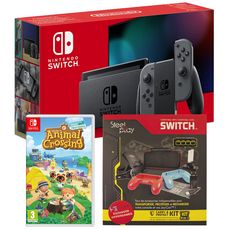 Console Nintendo Switch Joy-Con Gris + Animal Crossing: New Horizons + Pack 9 Accessoires Exclusivité Auchan