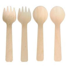 6 cuillères + 6 fourchettes en bois 10 cm