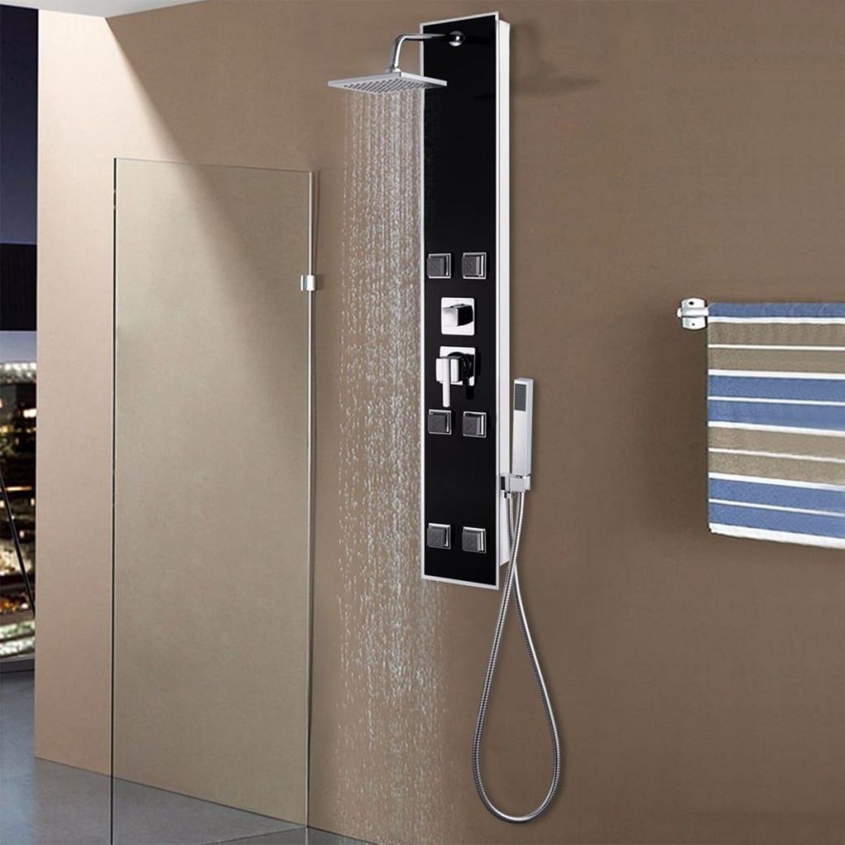 VIDAXL Panneau de douche Verre 18 x 42,1 x 120 cm Noir