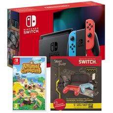Console Nintendo Switch Joy-Con Bleu et Rouge + Animal Crossing: New Horizons + Pack 9 Accessoires Exclusivité Auchan