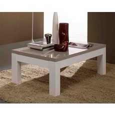 Table basse rectangle GENOVA bicolore ( blanc-gris)