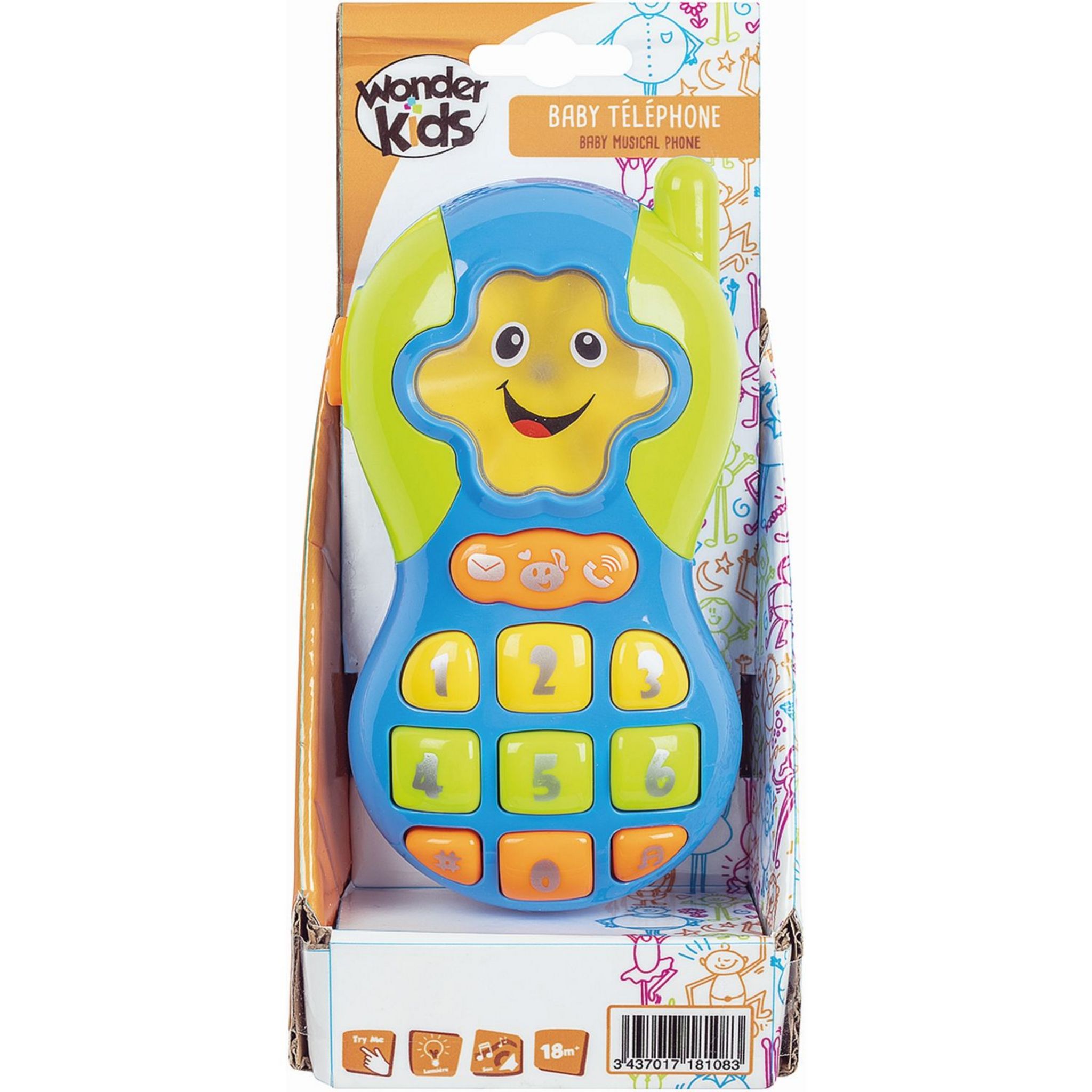 WDK Téléphone bébé musical et lumineux pas cher 