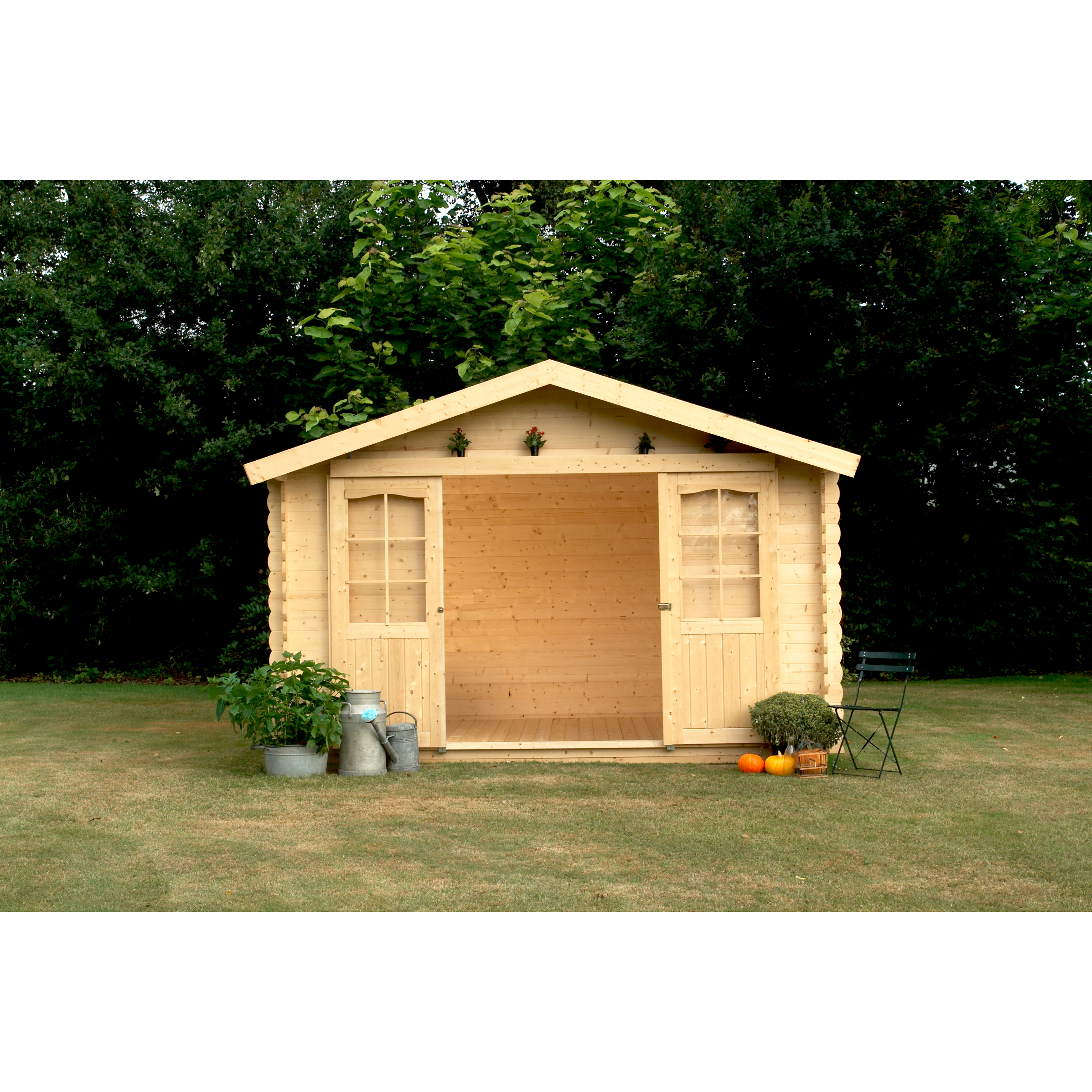 SOLID Abri de jardin bois - Avec abri-bûche de 50cm - 10m² pas cher 