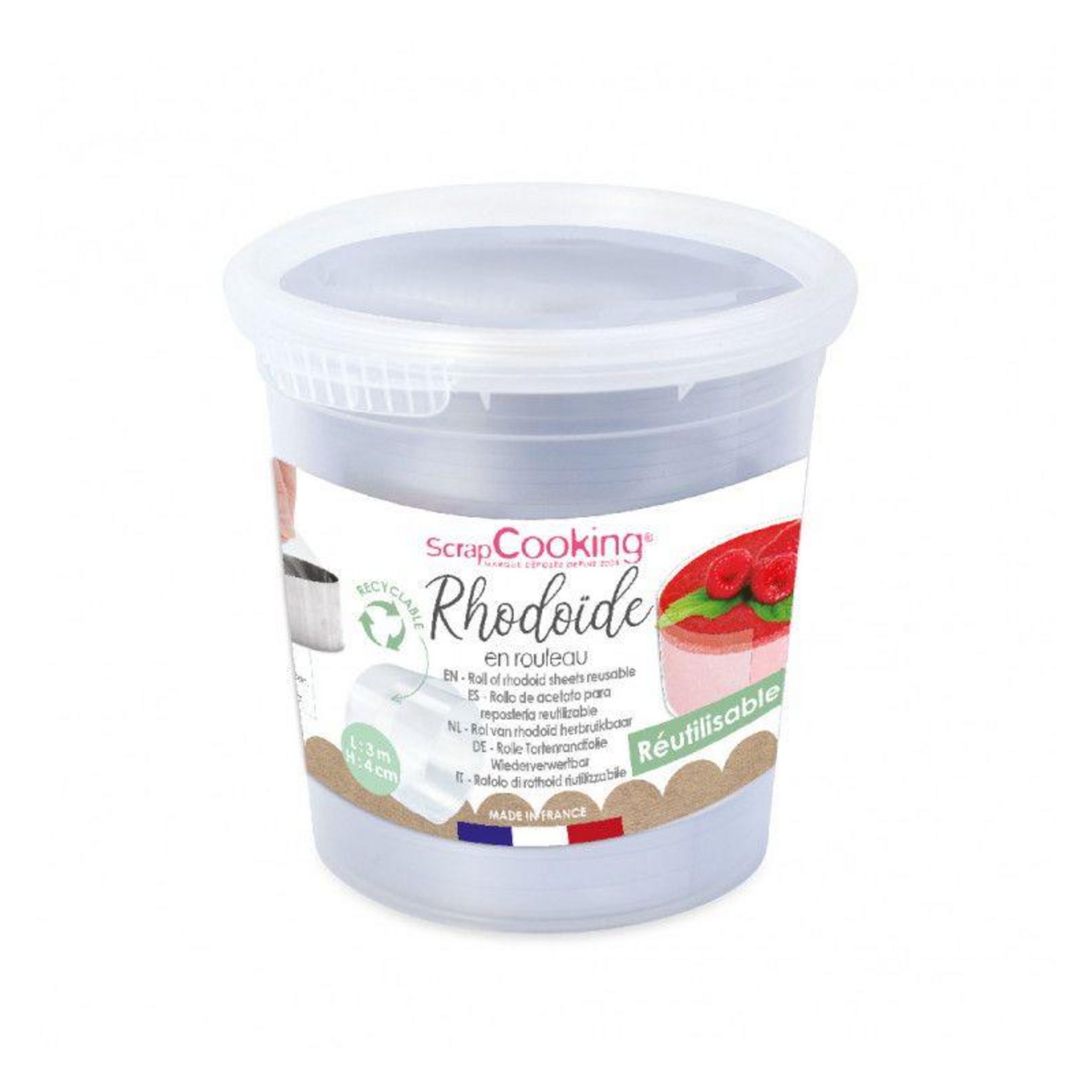 ScrapCooking - Ruban de Rhodoïde H 4 cm x 3 m - Rouleau Rhodoid Pâtissier  Transparent - Pour Gâteaux, Entremets, Mousses, Cheesecakes - Feuille  Accessoire Pâtisserie - Fabriqué en France - 9423 : : Cuisine et  Maison