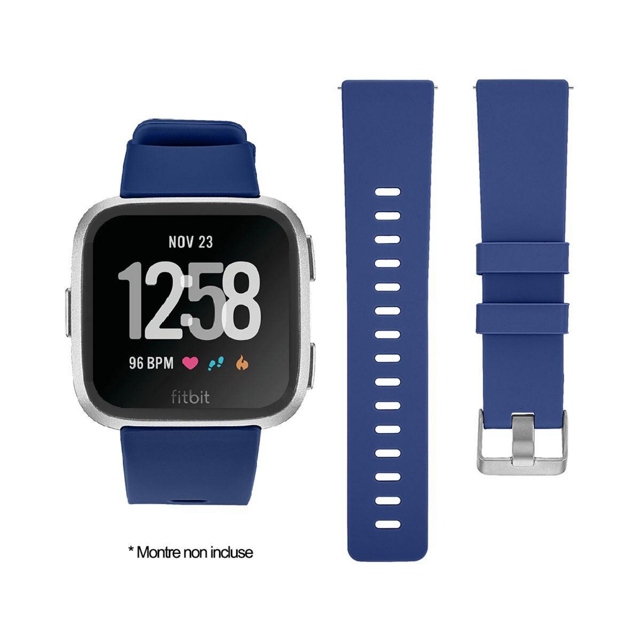 IBROZ Bracelet Fitbit Versa Versa 2 Silicone bleu pas cher Auchan