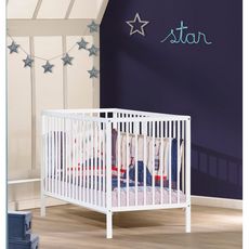 Baby Price Lit Bebe 60x1cm Sommier Reglable En Hauteur Barreaux Blanc Collection First Pas Cher A Prix Auchan