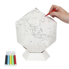 Globe Terrestre à Colorier  5 Feutres  26cm Blanc