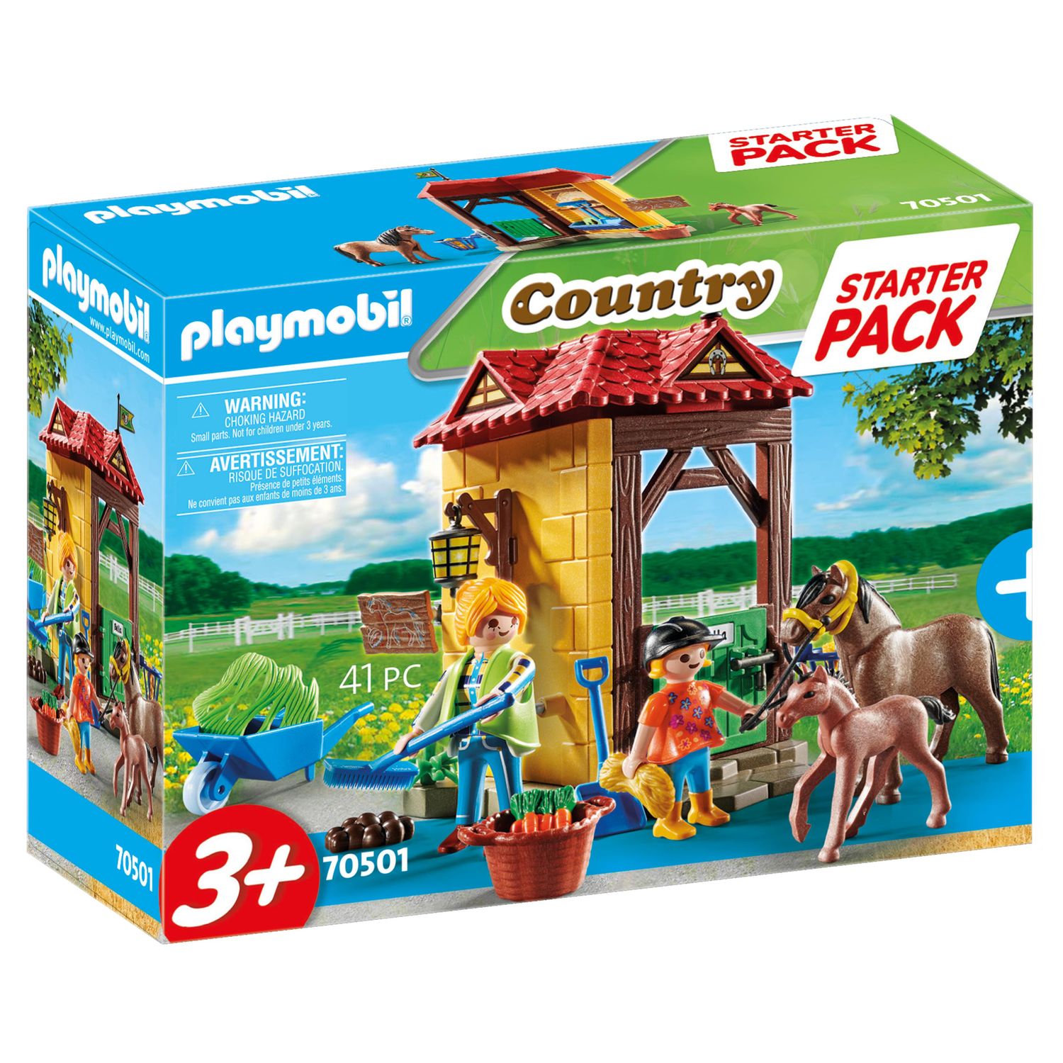 PLAYMOBIL 70501 - Country - Starter Pack Box et poneys pas cher