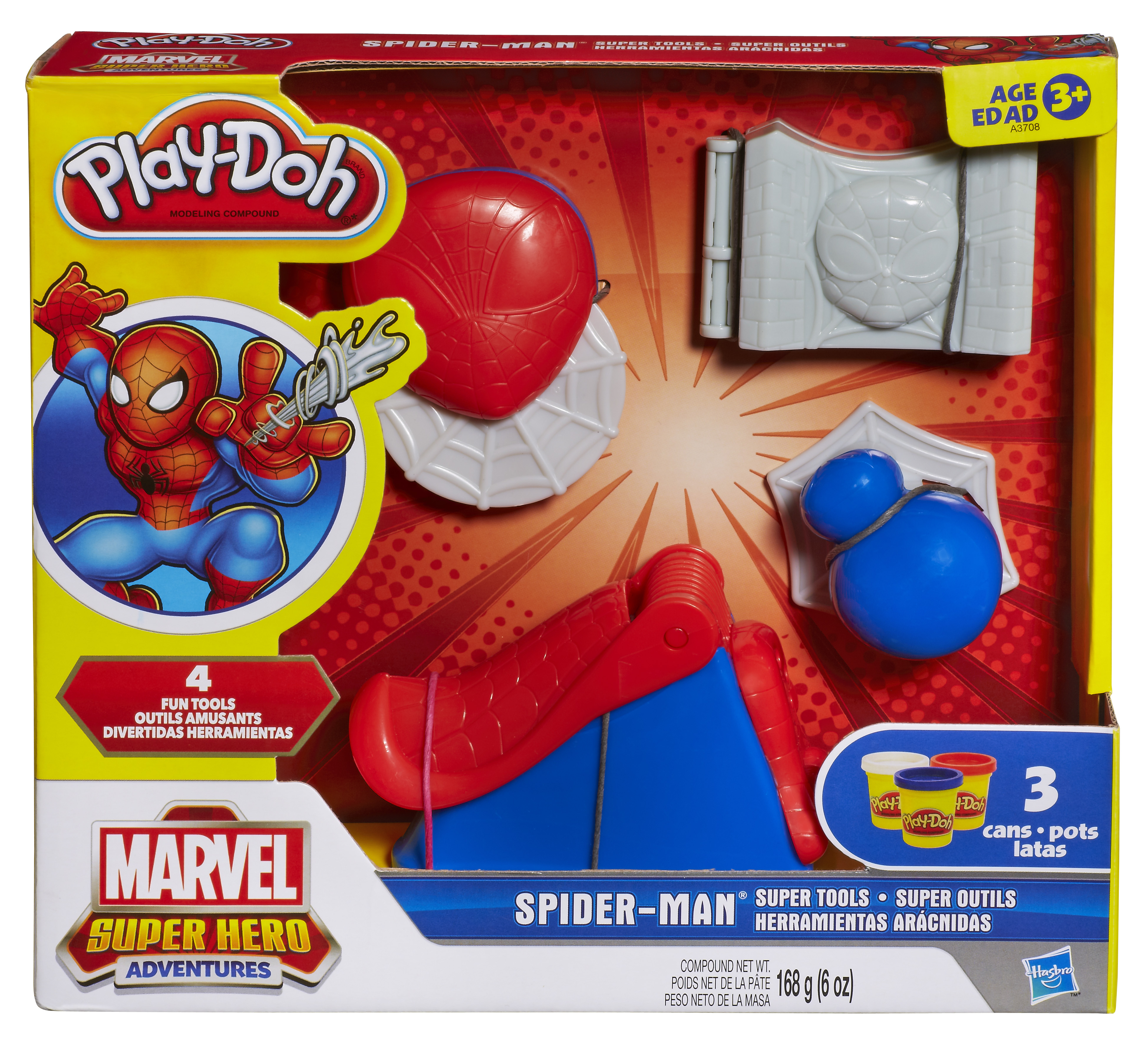 Pâte à modeler Play doh Can heads Spiderman Bouffon Vert Iron Man