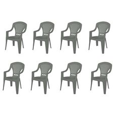 ARETA Lot de 8 fauteuils de jardin Kaki STRESA 
