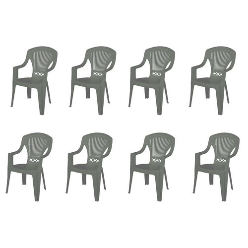 Lot de 8 fauteuils de jardin Kaki STRESA
