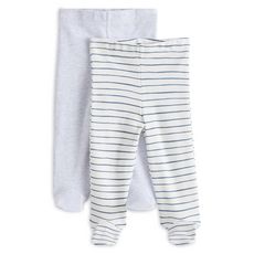 IN EXTENSO Lot de 2 pantalons de naissance avec pieds bébé  (gris chiné)