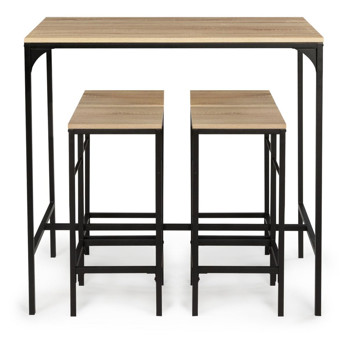 Table haute mange debout + 4 tabourets de bar style industriel 100 cm  HOUSTON pas cher 