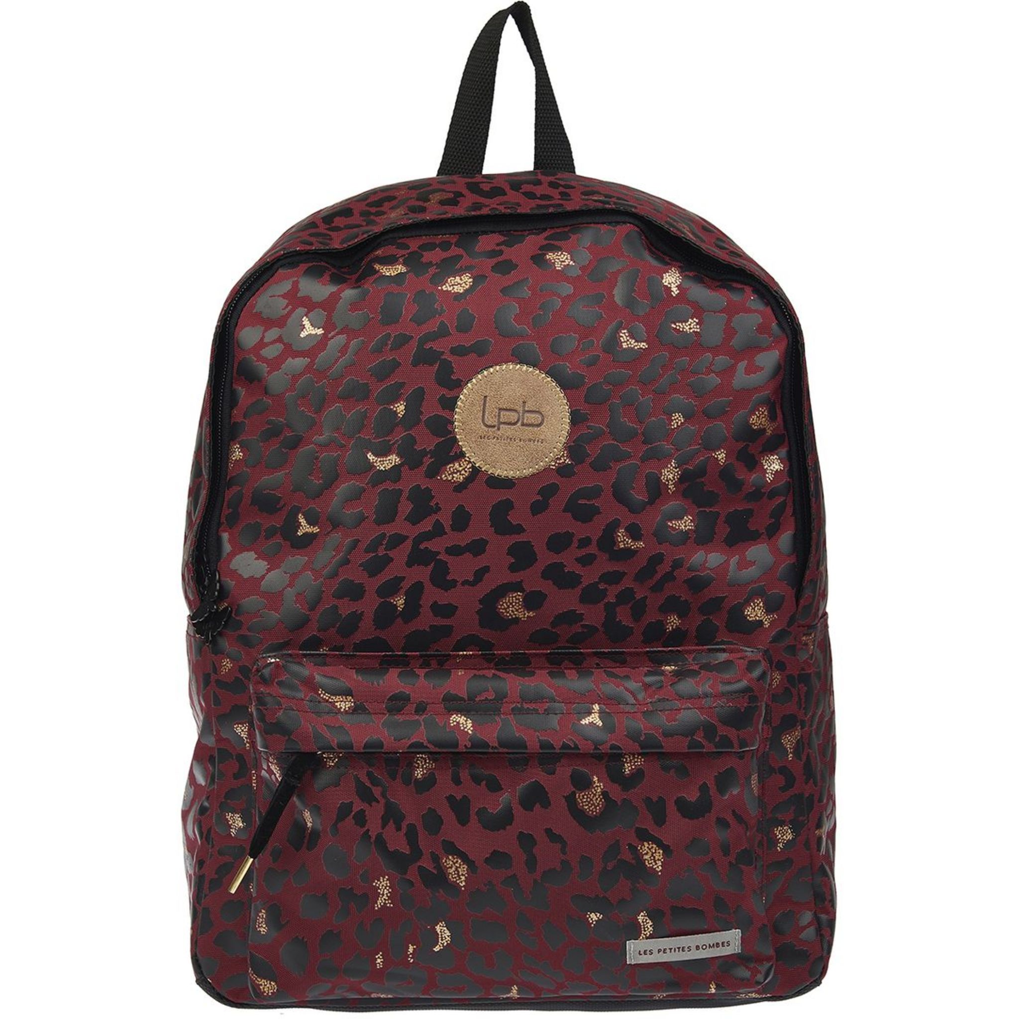 LES PETITES BOMBES Sac dos 1 compartiment bordeaux motif l opard