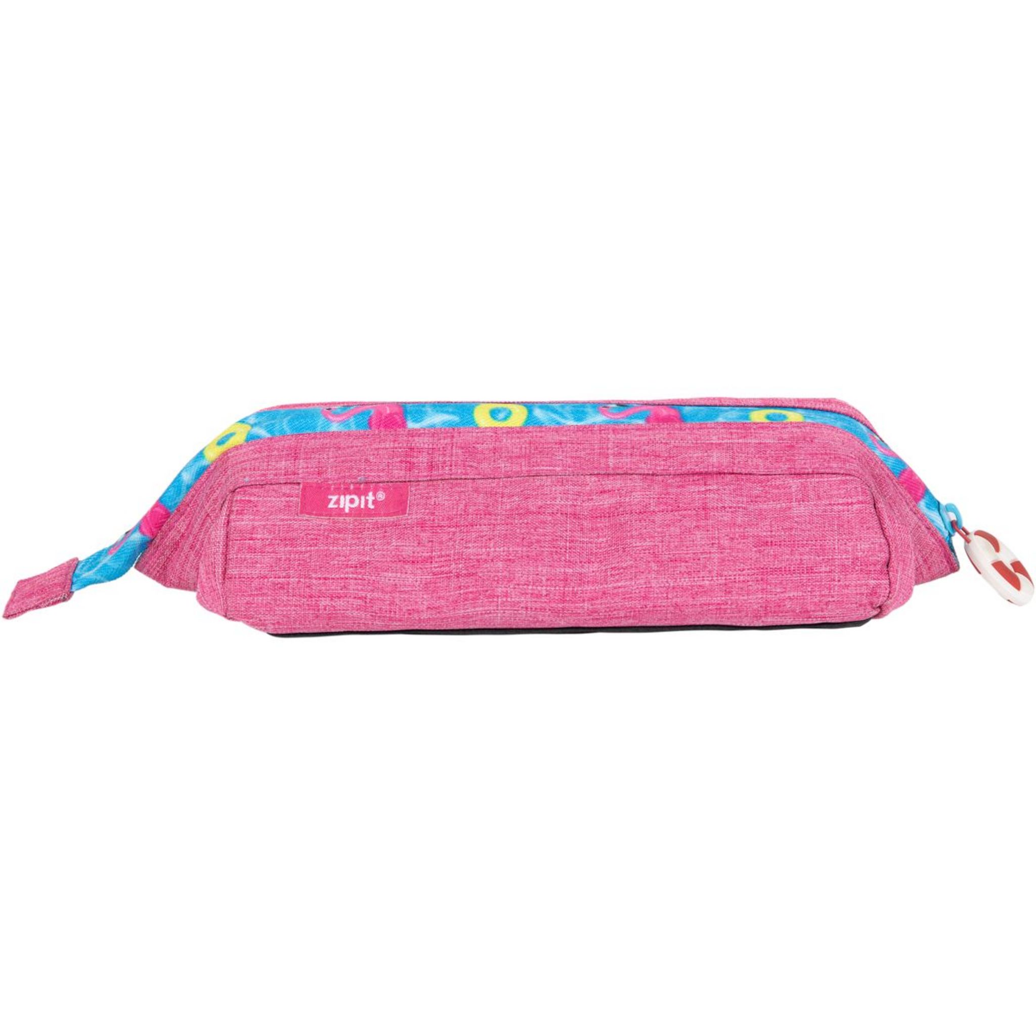 ZIPIT Trousse 2 compartiments rectangle rose transparente TIE AND