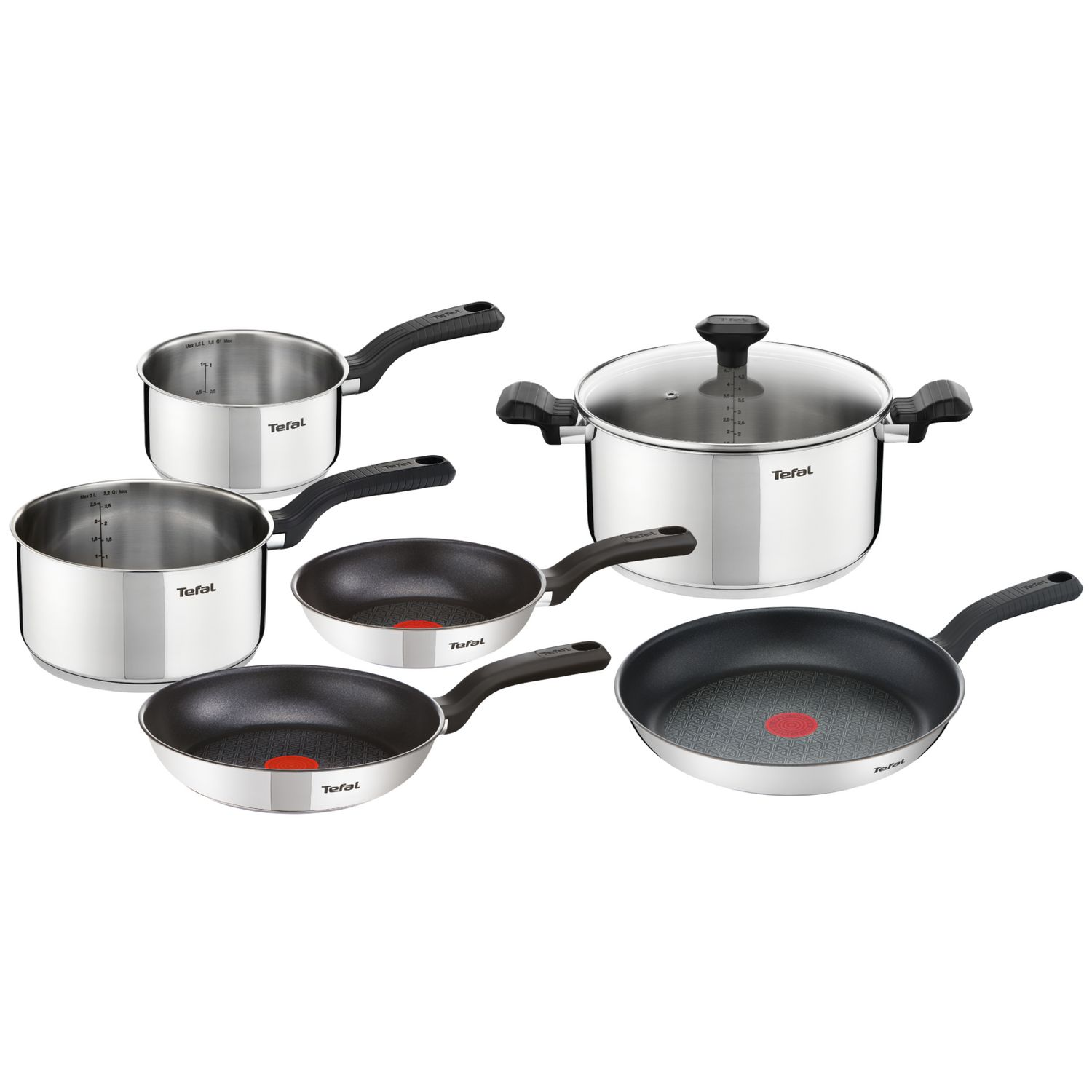 TEFAL Batterie de cuisine 7 pièces induction COMFORT MAX inox pas cher 