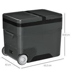 Outsunny Glacière-congélateur portable à compression 2 compartiments -22°C - 10°C 45L prise alume-cigare + adaptateur inclus gris noir