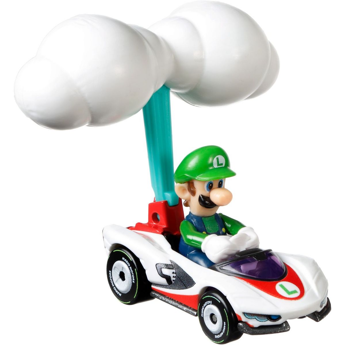 MATTEL Véhicule Hot Wheels - Mario Kart avec son aile - Luigi