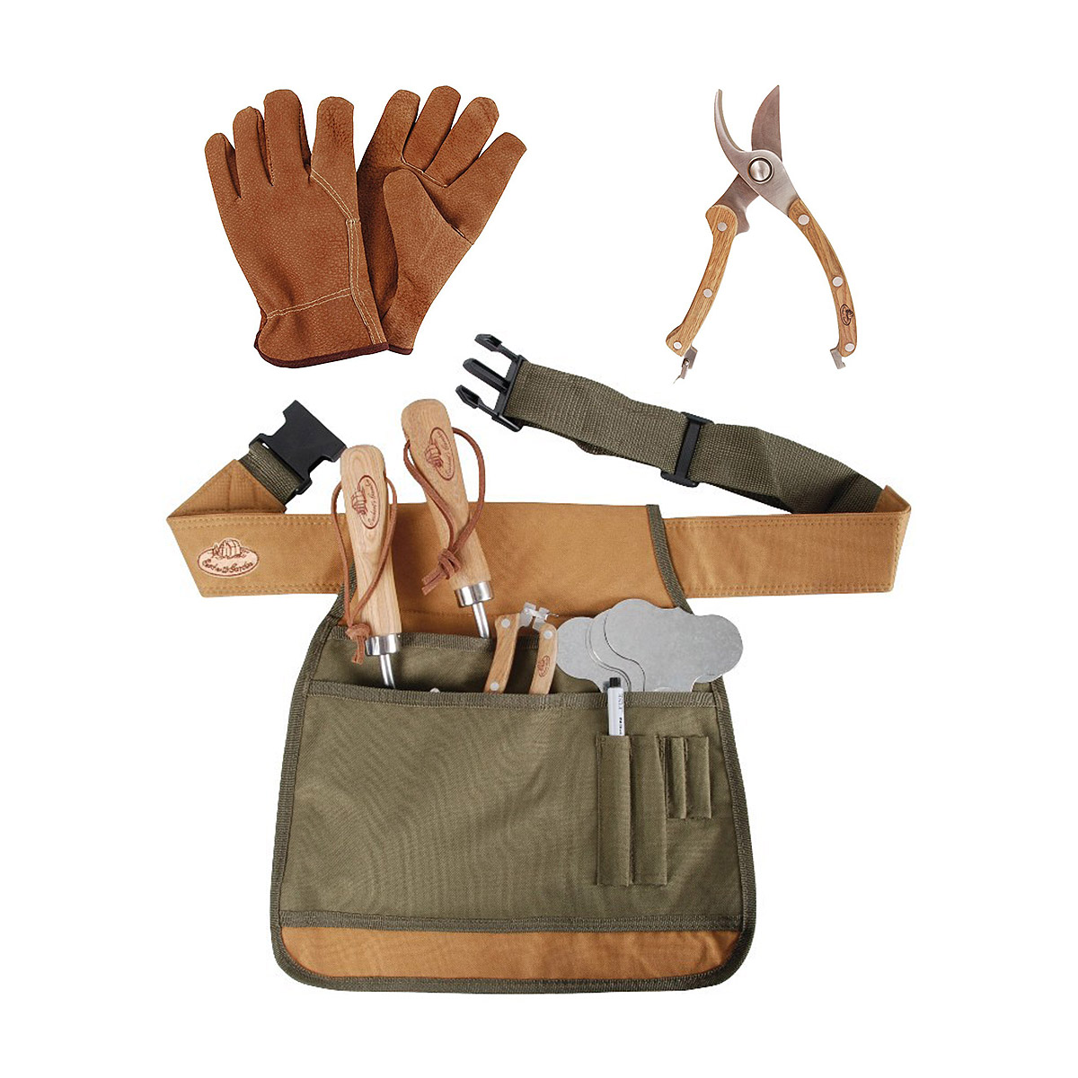 ESSCHERT DESIGN Kit du jardinier : ceinture + sécateur + gants pas cher 