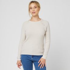 IN EXTENSO Pull col rond beige femme (Beige)