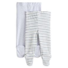 IN EXTENSO Lot de 2 pantalons de naissance avec pieds bébé  (gris chiné)