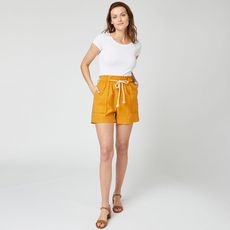 IN EXTENSO Short taille haute jaune moutarde femme