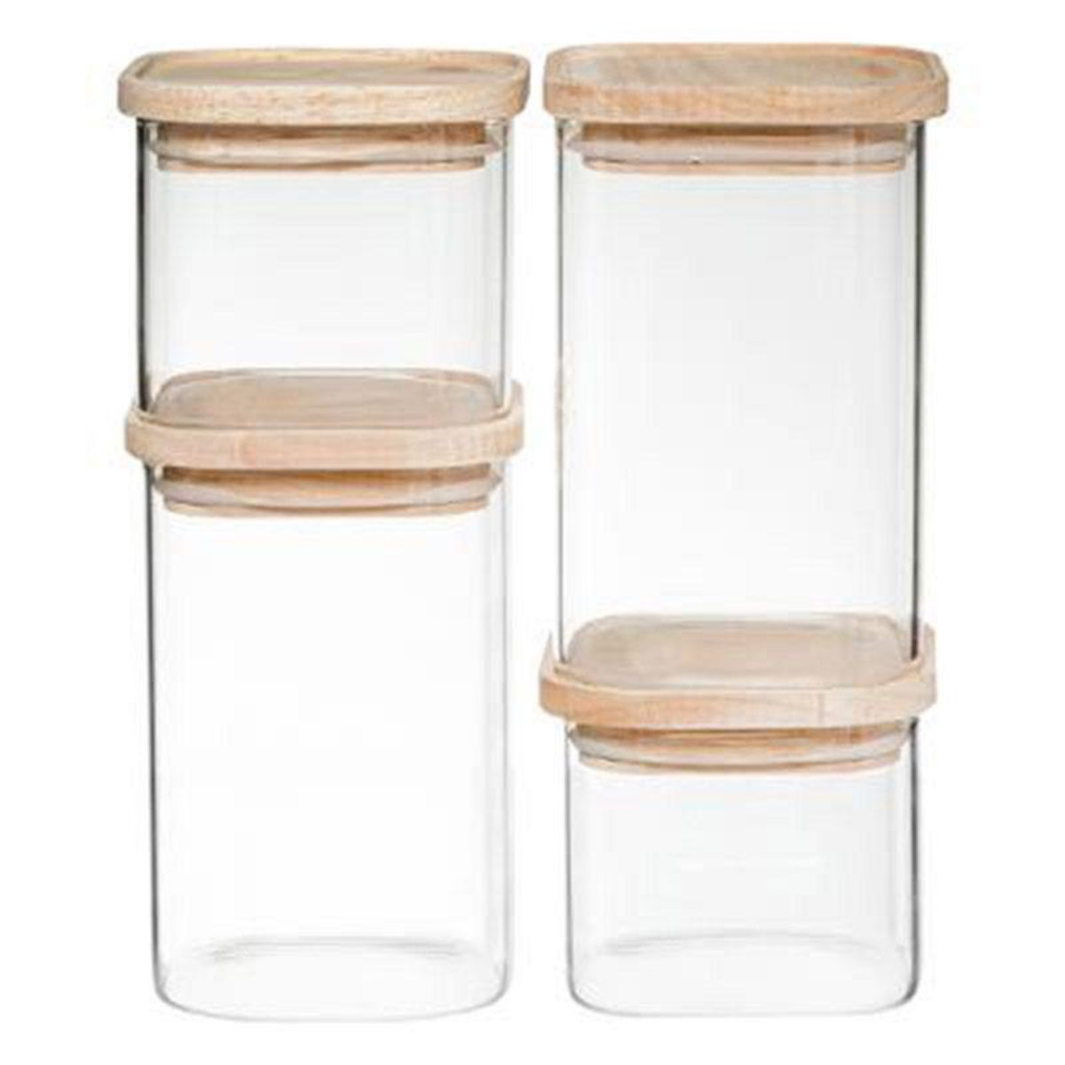 Lot De Bocaux En Verre Pas Cher Lot de 4 Bocaux Empilables 25cm Transparent pas cher - Auchan.fr
