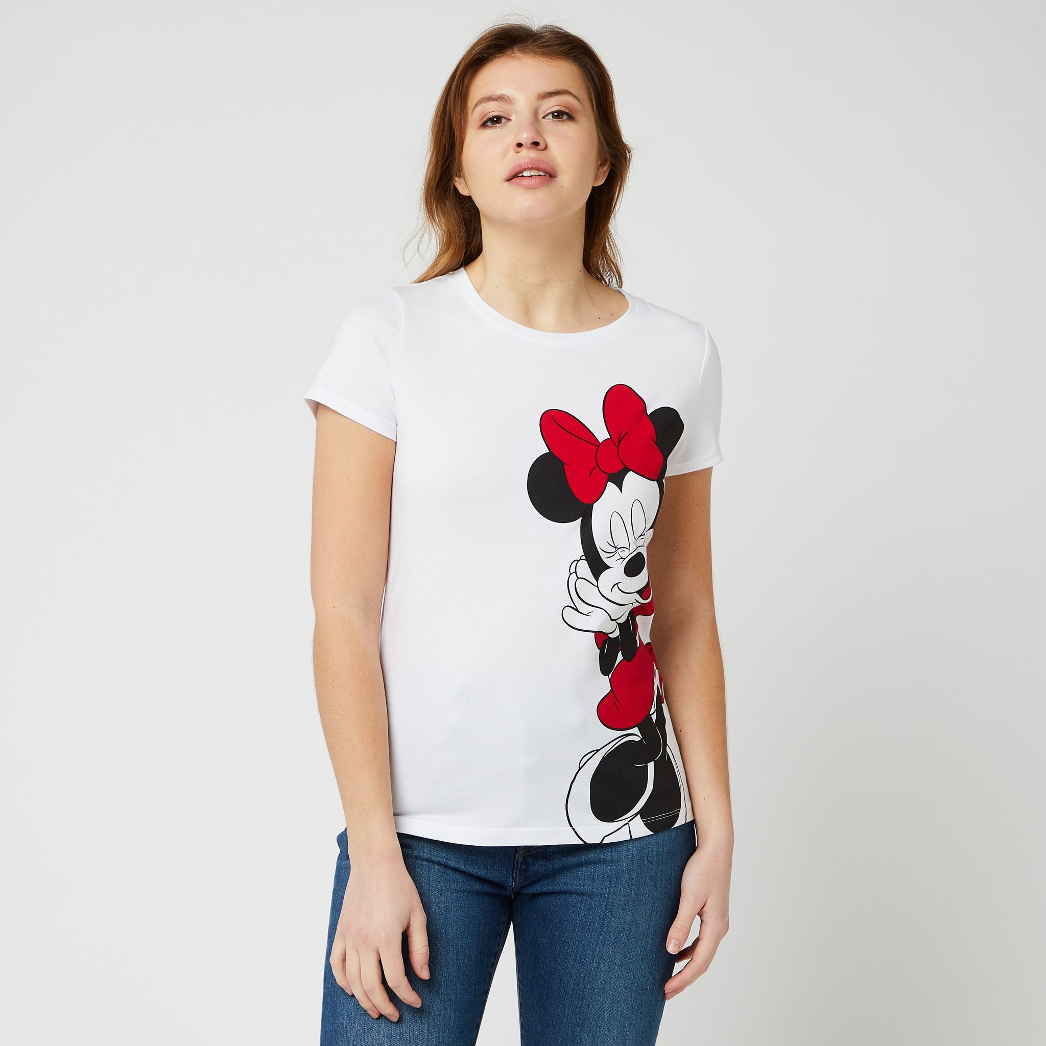 INEXTENSO T shirt manches courtes blanc femme Minnie pas cher