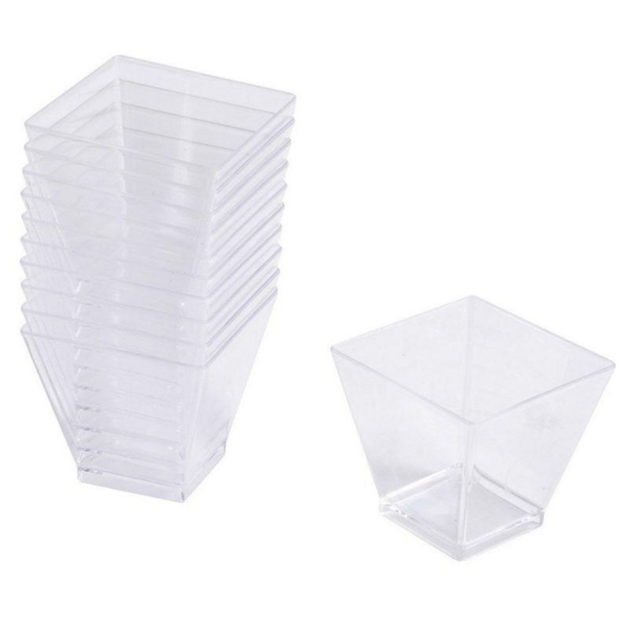 25 VERRINES PLASTIQUE CARRÉES- TRANSPAR.