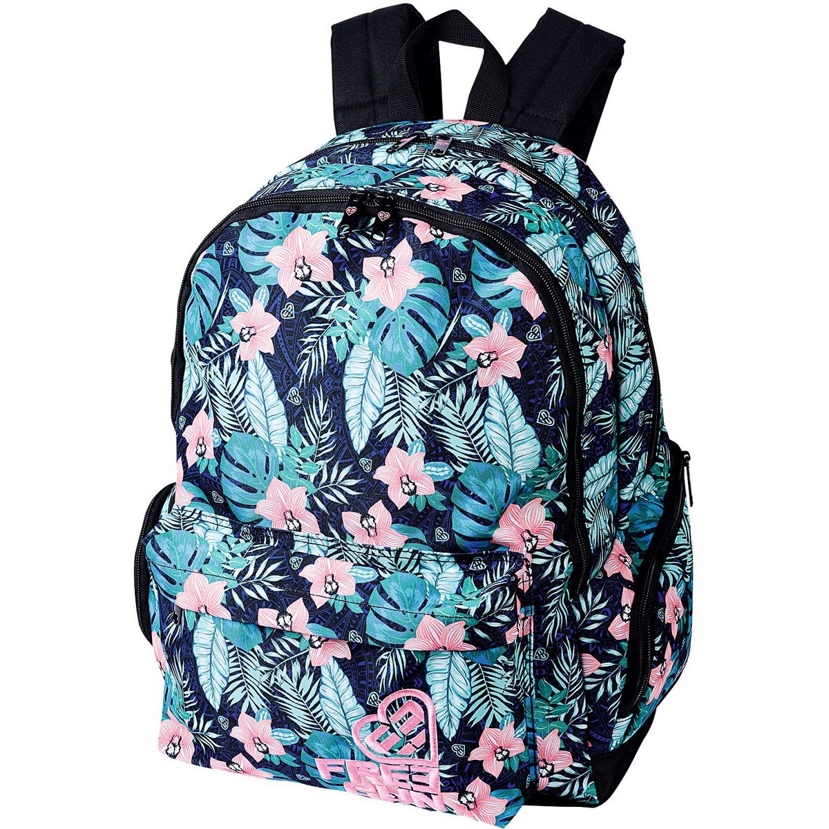 OBERTHUR Sac dos 2 compartiments motifs fleurs Miss FREEGUN bleu