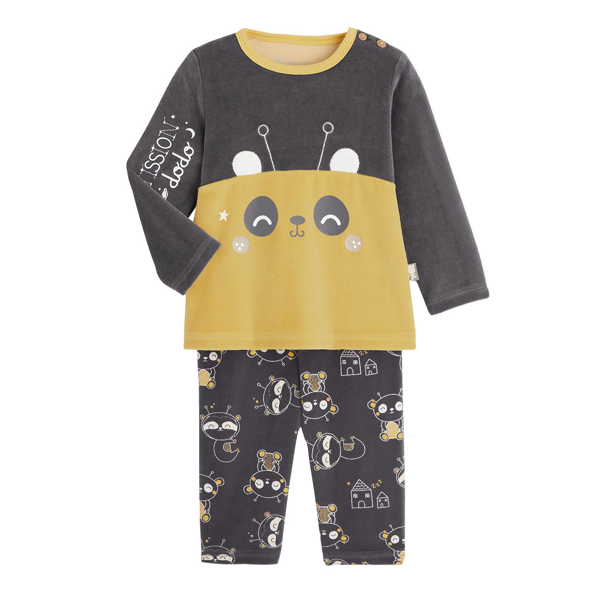 Petit Beguin Pyjama Bebe Garcon 2 Pieces Velours Mission Dodo Pas Cher A Prix Auchan