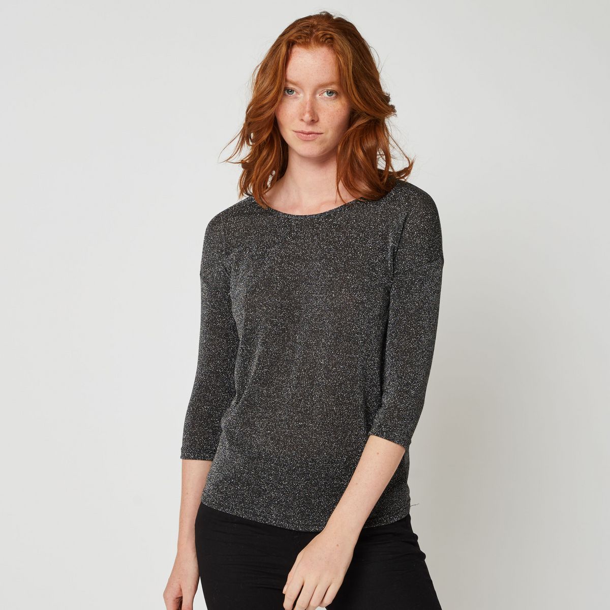 IN EXTENSO T-shirt manches 3/4 noir femme pas cher - Auchan.fr