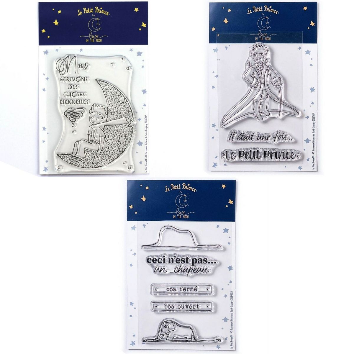Youdoit 9 Tampons transparents Le Petit Prince et La lune + Messages + Boa Elephant
