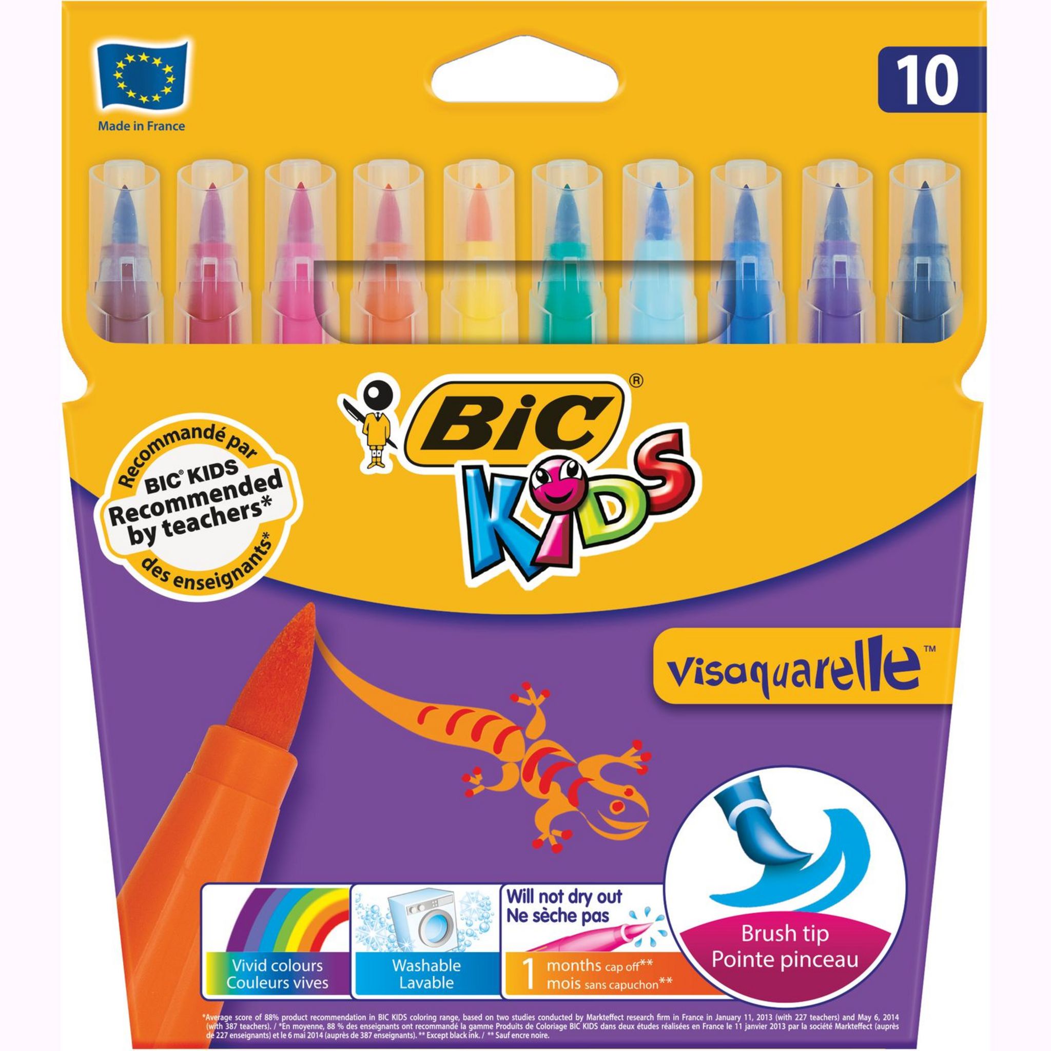 Feutre bic kids visa coloriage encre lavable capuchon ventilé pointe  bloquée ultra-résistante couleur bleu foncé