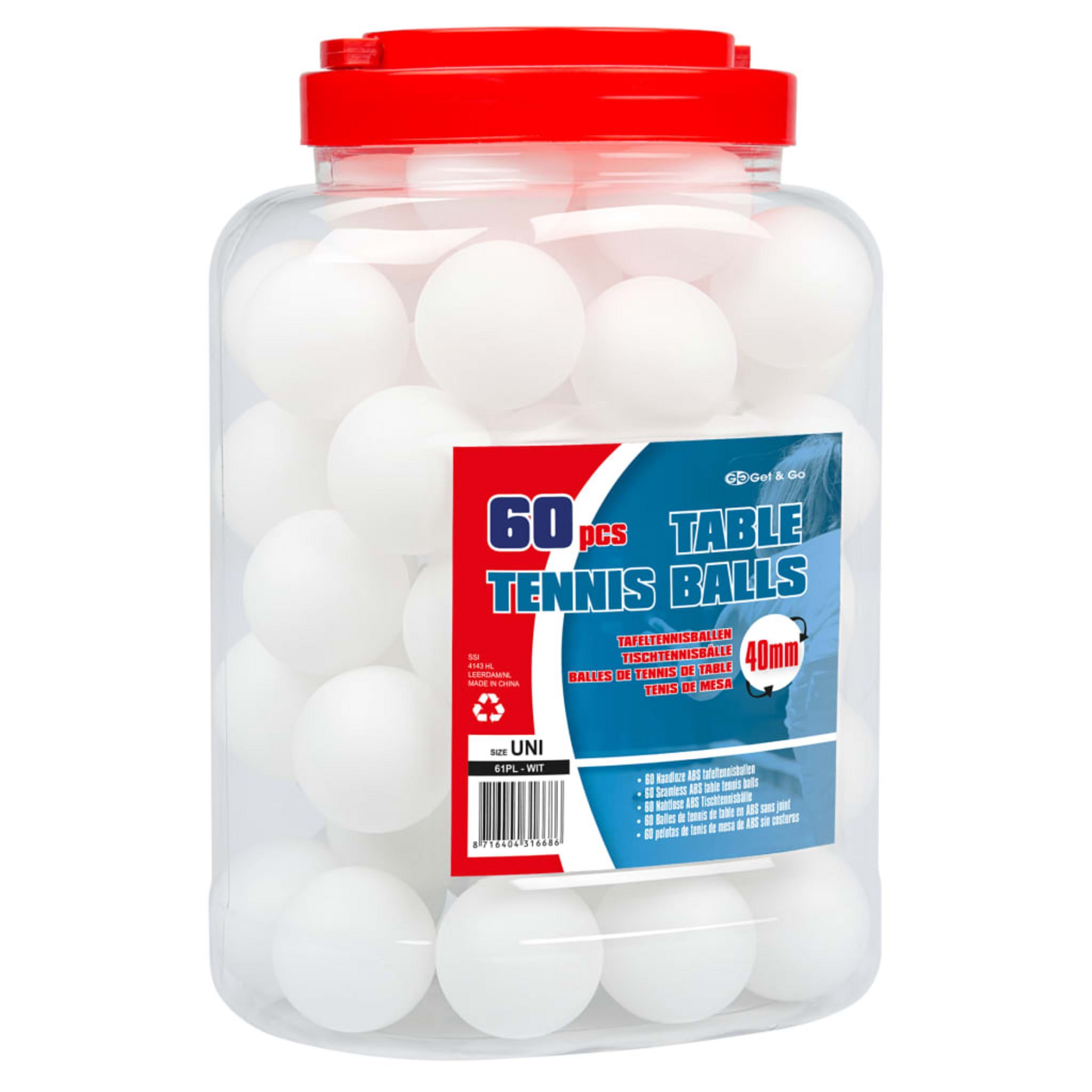 Balle de Tennis de Table lot de 60 Balles de Ping-Pong (Blanc