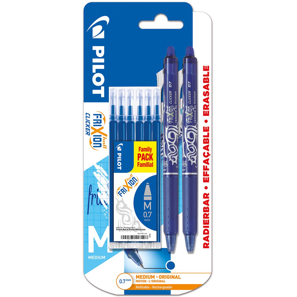 Pilot recharge Frixion Ball, bleu, blister de 6 pièces