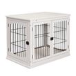 Cage pour chien animaux cage en bois MDF classe E1 3 portes verrouillables max. 30 Kg dim. 81L x 58l x 66H cm blanc noir