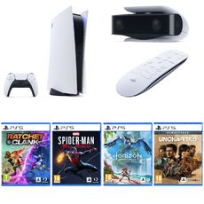 Console PS5 Edition Standard + Ratchet & Clank Rift Apart PS5 + Marvel's Spider-Man : Miles Morales PS5 + Horizon Forbidden West PS5 + Uncharted Legacy of Thieves Collection PS5 + Caméra HD PS5 + Télécommande multimédia PS5