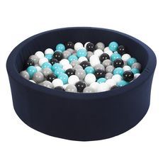  Piscine à balles Aire de jeu + 300 balles bleu marine noir,blanc,gris,turquoise