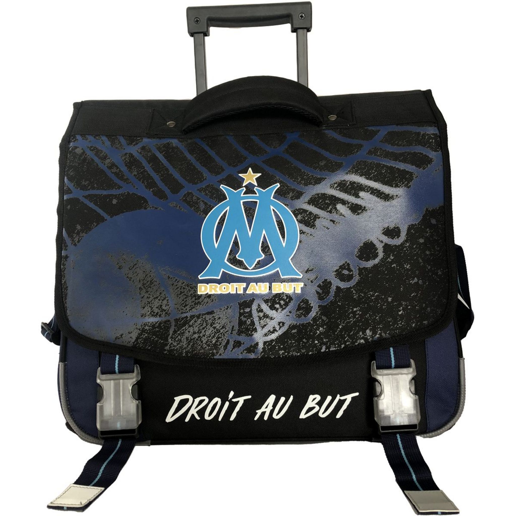 Cartable roulettes 41 cm noir et bleu OM