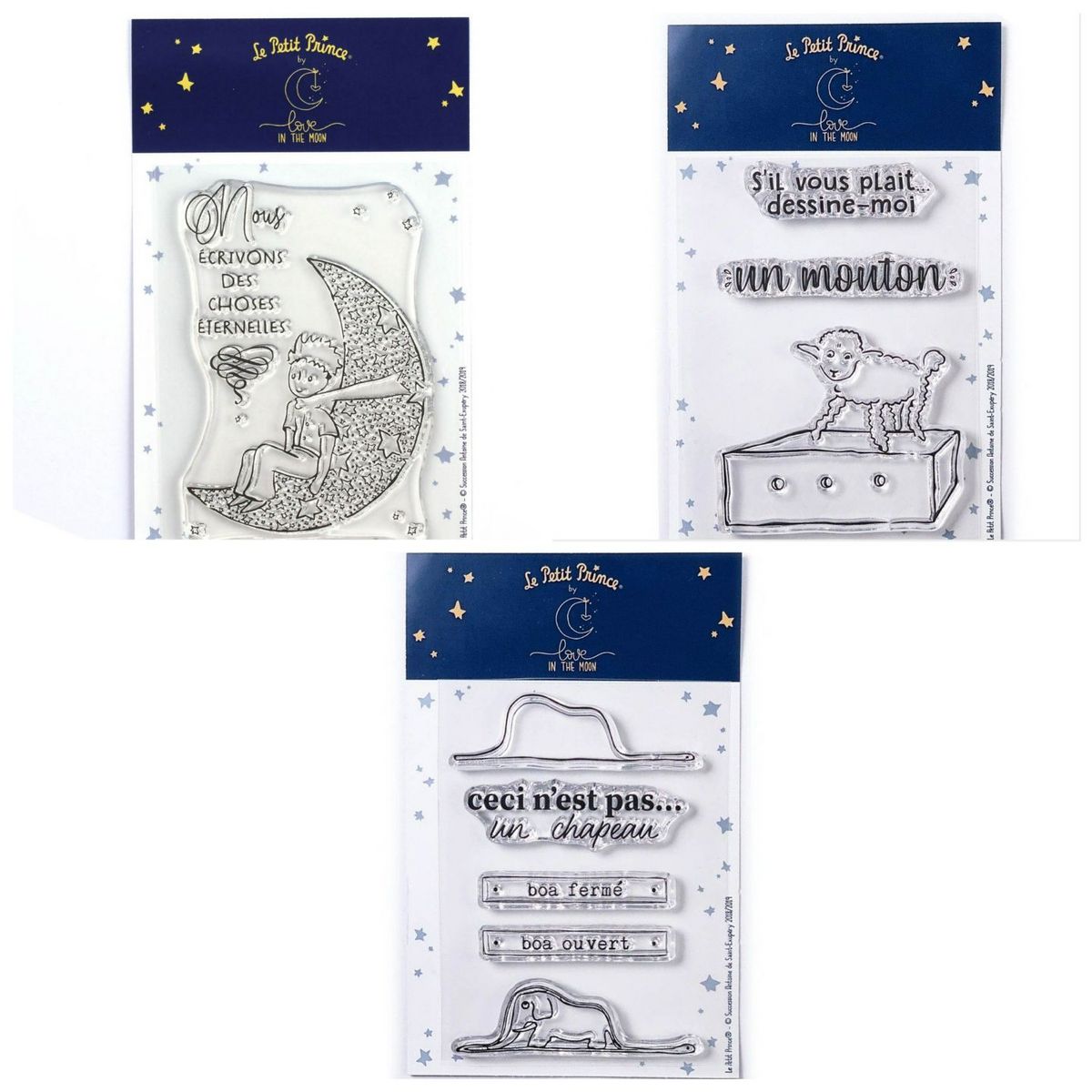 Youdoit 9 Tampons transparents Le Petit Prince et La lune + Mouton + Boa Elephant