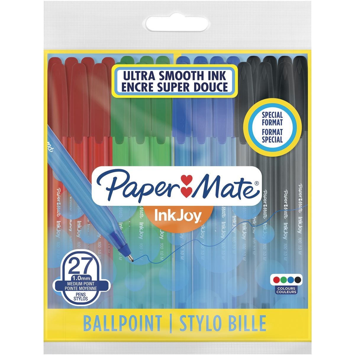 Stylo PAPERMATE Inkjoy 100 pointe moyenne encre bleue : Chez  Rentreediscount Fournitures scolaires